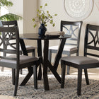 Baxton Studio Mari Modern Grey Fabric and Dark Brown Finished Wood 5-Piece Dining Set