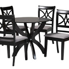 Baxton Studio Noemi Modern Grey Fabric and Dark Brown Finished Wood 5-Piece Dining Set