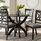 Baxton Studio Noemi Modern Grey Fabric and Dark Brown Finished Wood 5-Piece Dining Set