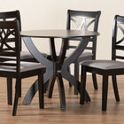 Baxton Studio Noemi Modern Grey Fabric and Dark Brown Finished Wood 5-Piece Dining Set