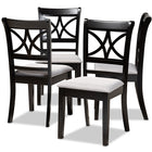 Baxton Studio Clarke Modern and Contemporary Grey Fabric Upholstered and Espresso Brown Finished Wood 4-Piece Dining Chair Set