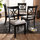 Baxton Studio Clarke Modern and Contemporary Grey Fabric Upholstered and Espresso Brown Finished Wood 4-Piece Dining Chair Set