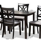 Baxton Studio Clarke Modern and Contemporary Grey Fabric Upholstered and Espresso Brown Finished Wood 5-Piece Dining Set