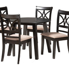Baxton Studio Brooke Modern Beige Fabric and Dark Brown Finished Wood 5-Piece Dining Set