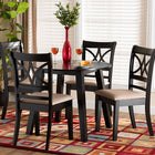 Baxton Studio Brooke Modern Beige Fabric and Dark Brown Finished Wood 5-Piece Dining Set
