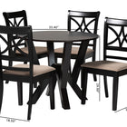 Baxton Studio Mari Modern Beige Fabric and Dark Brown Finished Wood 5-Piece Dining Set
