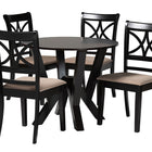 Baxton Studio Mari Modern Beige Fabric and Dark Brown Finished Wood 5-Piece Dining Set
