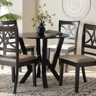 Baxton Studio Mari Modern Beige Fabric and Dark Brown Finished Wood 5-Piece Dining Set