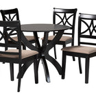 Baxton Studio Noemi Modern Beige Fabric and Dark Brown Finished Wood 5-Piece Dining Set