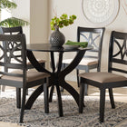 Baxton Studio Noemi Modern Beige Fabric and Dark Brown Finished Wood 5-Piece Dining Set