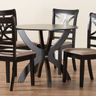 Baxton Studio Noemi Modern Beige Fabric and Dark Brown Finished Wood 5-Piece Dining Set