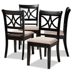Baxton Studio Clarke Modern and Contemporary Sand Fabric Upholstered and Espresso Brown Finished Wood 4-Piece Dining Chair Set