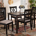 Baxton Studio Clarke Modern and Contemporary Sand Fabric Upholstered and Espresso Brown Finished Wood 5-Piece Dining Set