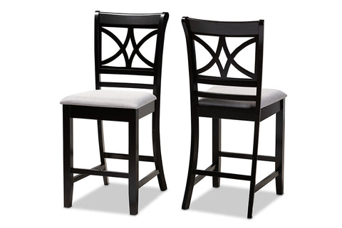Baxton Studio Chandler Modern and Contemporary Grey Fabric Upholstered and Espresso Brown Finished Wood 2-Piece Counter Height Pub Chair Set