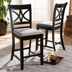 Baxton Studio Chandler Modern and Contemporary Grey Fabric Upholstered and Espresso Brown Finished Wood 2-Piece Counter Height Pub Chair Set