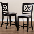 Baxton Studio Chandler Modern and Contemporary Grey Fabric Upholstered and Espresso Brown Finished Wood 2-Piece Counter Height Pub Chair Set