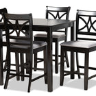 Baxton Studio Chandler Modern and Contemporary Grey Fabric Upholstered and Espresso Brown Finished Wood 5-Piece Counter Height Pub Dining Set