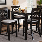 Baxton Studio Chandler Modern and Contemporary Grey Fabric Upholstered and Espresso Brown Finished Wood 5-Piece Counter Height Pub Dining Set