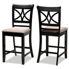 Baxton Studio Chandler Modern and Contemporary Sand Fabric Upholstered and Espresso Brown Finished Wood 2-Piece Counter Height Pub Chair Set