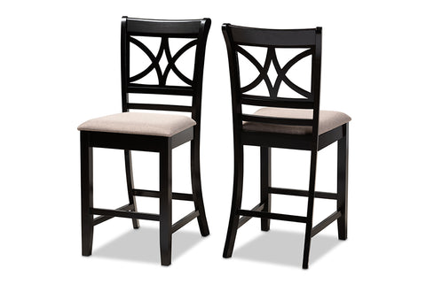 Baxton Studio Chandler Modern and Contemporary Sand Fabric Upholstered and Espresso Brown Finished Wood 2-Piece Counter Height Pub Chair Set