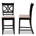 Baxton Studio Chandler Modern and Contemporary Sand Fabric Upholstered and Espresso Brown Finished Wood 2-Piece Counter Height Pub Chair Set