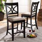 Baxton Studio Chandler Modern and Contemporary Sand Fabric Upholstered and Espresso Brown Finished Wood 2-Piece Counter Height Pub Chair Set