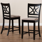 Baxton Studio Chandler Modern and Contemporary Sand Fabric Upholstered and Espresso Brown Finished Wood 2-Piece Counter Height Pub Chair Set