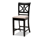 Baxton Studio Chandler Modern and Contemporary Sand Fabric Upholstered and Espresso Brown Finished Wood 5-Piece Counter Height Pub Dining Set