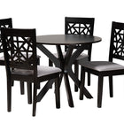 Baxton Studio Karel Modern Grey Fabric and Espresso Brown Finished Wood 5-Piece Dining Set