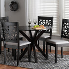 Baxton Studio Karel Modern Grey Fabric and Espresso Brown Finished Wood 5-Piece Dining Set