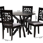 Baxton Studio Karel Modern Grey Fabric and Espresso Brown Finished Wood 5-Piece Dining Set