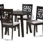 Baxton Studio Aiden Modern Grey Fabric and Dark Brown Finished Wood 5-Piece Dining Set
