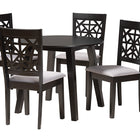 Baxton Studio Aiden Modern Grey Fabric and Dark Brown Finished Wood 5-Piece Dining Set