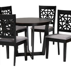 Baxton Studio Jamie Moden Grey Fabric and Dark Brown Finished Wood 5-Piece Dining Set