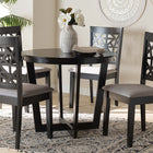 Baxton Studio Jamie Moden Grey Fabric and Dark Brown Finished Wood 5-Piece Dining Set