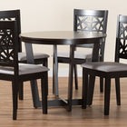 Baxton Studio Jamie Moden Grey Fabric and Dark Brown Finished Wood 5-Piece Dining Set