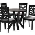 Baxton Studio Felice Modern Grey Fabric and Dark Brown Finished Wood 5-Piece Dining Set