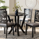 Baxton Studio Felice Modern Grey Fabric and Dark Brown Finished Wood 5-Piece Dining Set