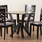 Baxton Studio Felice Modern Grey Fabric and Dark Brown Finished Wood 5-Piece Dining Set