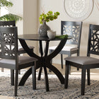Baxton Studio Lena Modern Grey Fabric and Dark Brown Finished Wood 5-Piece Dining Set