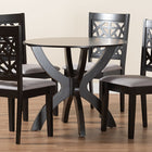 Baxton Studio Lena Modern Grey Fabric and Dark Brown Finished Wood 5-Piece Dining Set