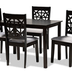 Baxton Studio Jackson Modern and Contemporary Grey Fabric Upholstered and Espresso Brown Finished Wood 5-Piece Dining Set