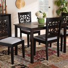 Baxton Studio Jackson Modern and Contemporary Grey Fabric Upholstered and Espresso Brown Finished Wood 5-Piece Dining Set