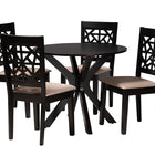 Baxton Studio Karel Modern Beige Fabric and Espresso Brown Finished Wood 5-Piece Dining Set