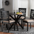 Baxton Studio Karel Modern Beige Fabric and Espresso Brown Finished Wood 5-Piece Dining Set