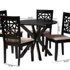 Baxton Studio Karel Modern Beige Fabric and Espresso Brown Finished Wood 5-Piece Dining Set