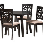 Baxton Studio Aiden Modern Beige Fabric and Dark Brown Finished Wood 5-Piece Dining Set