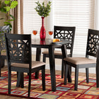 Baxton Studio Aiden Modern Beige Fabric and Dark Brown Finished Wood 5-Piece Dining Set
