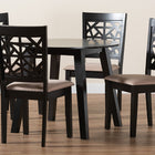 Baxton Studio Aiden Modern Beige Fabric and Dark Brown Finished Wood 5-Piece Dining Set