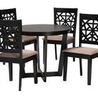 Baxton Studio Jamie Moden Beige Fabric and Dark Brown Finished Wood 5-Piece Dining Set